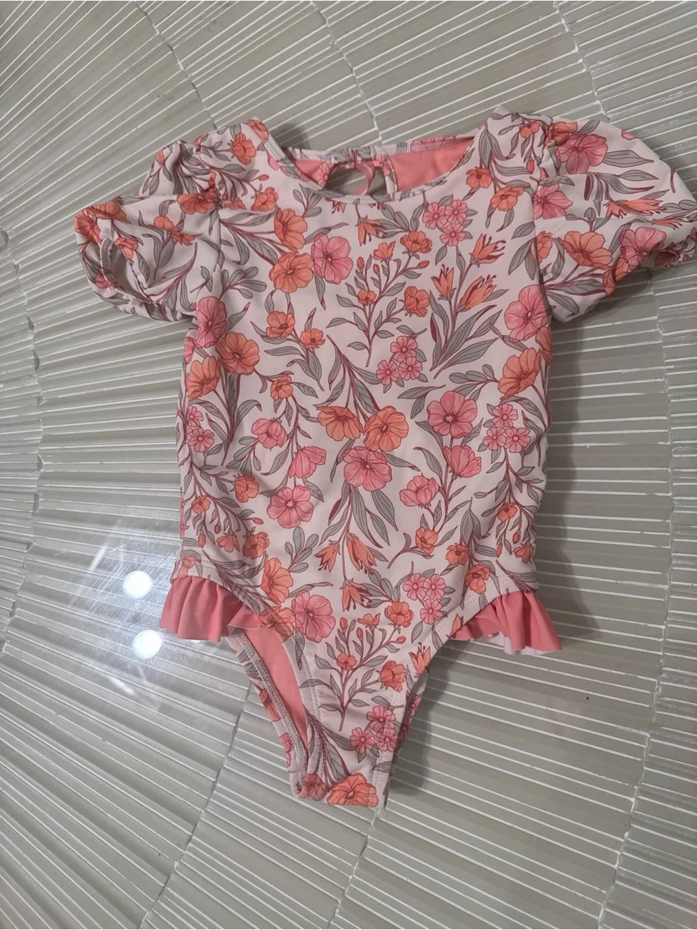 Tommy Bahama Pink & Coral Floral Kids One-Piece Swimsuit